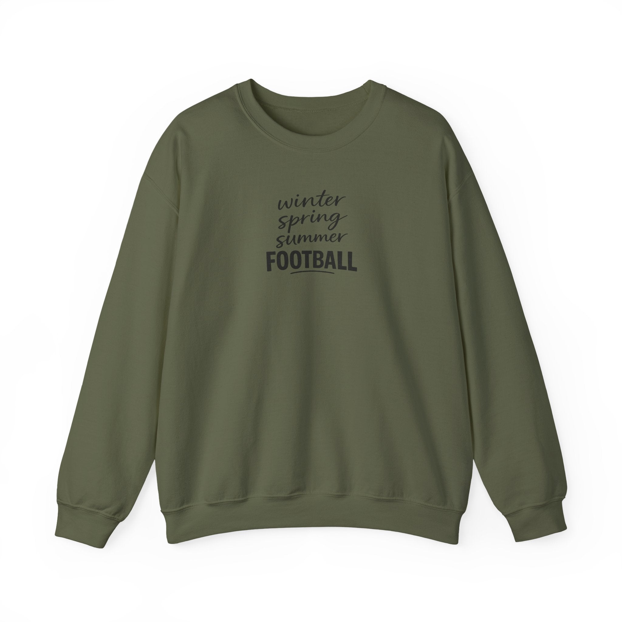 Football Season Crewneck Sweatshirt — "Winter Spring Summer FOOTBALL"