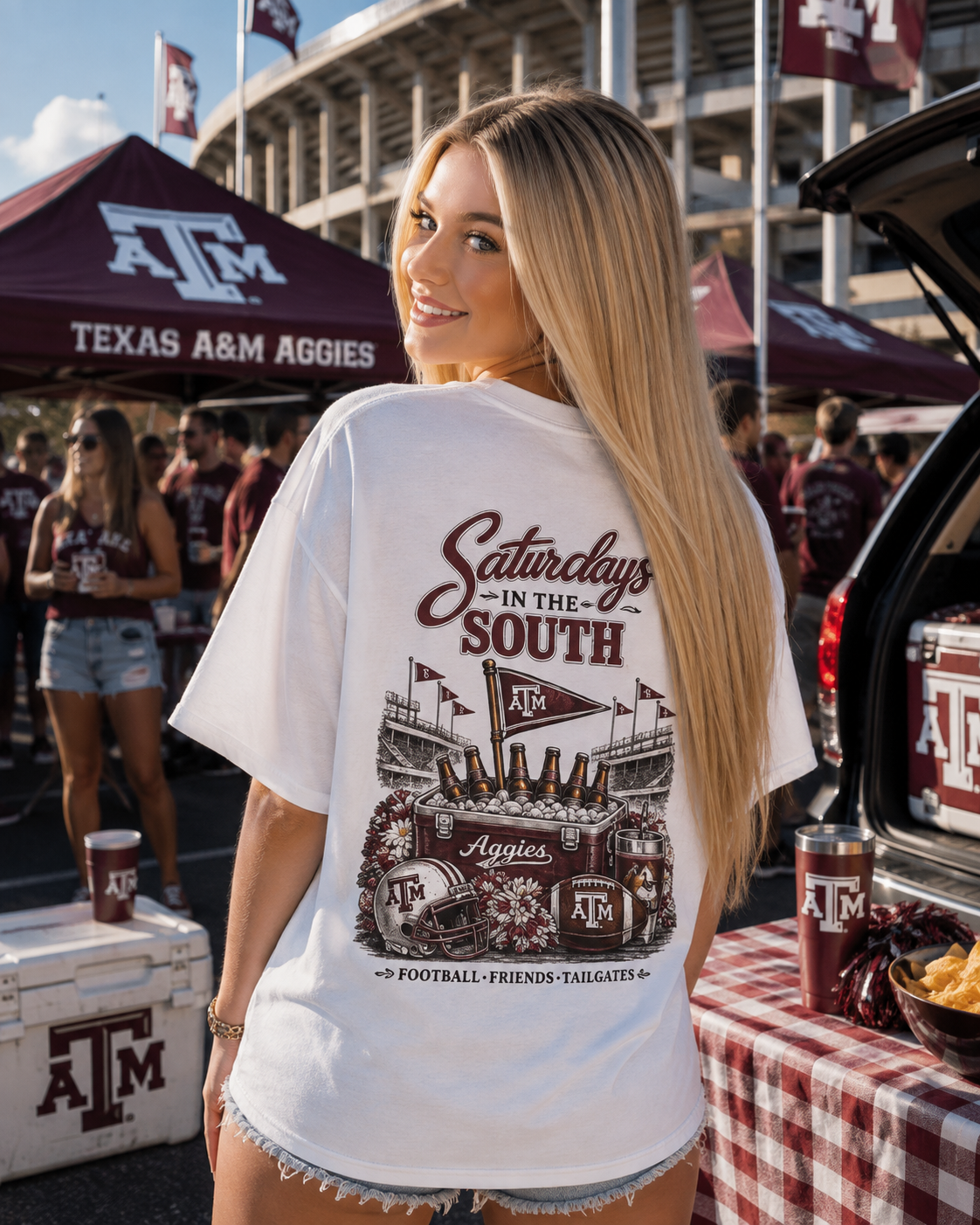 Saturdays in the South T-Shirt — Texas A&M Football Stadium Tee