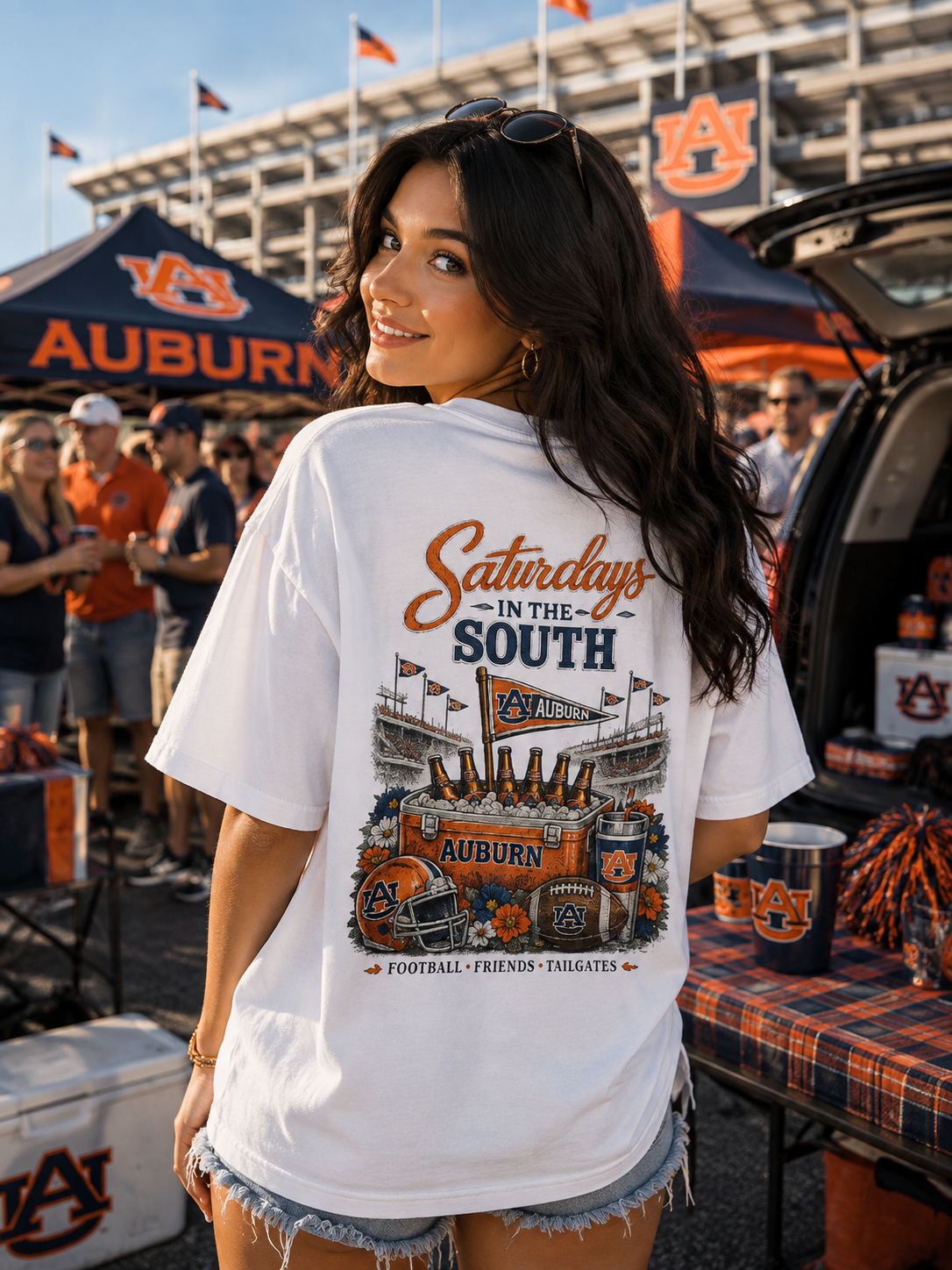 Saturdays in the South T-Shirt — Auburn Football Stadium Vintage Tee