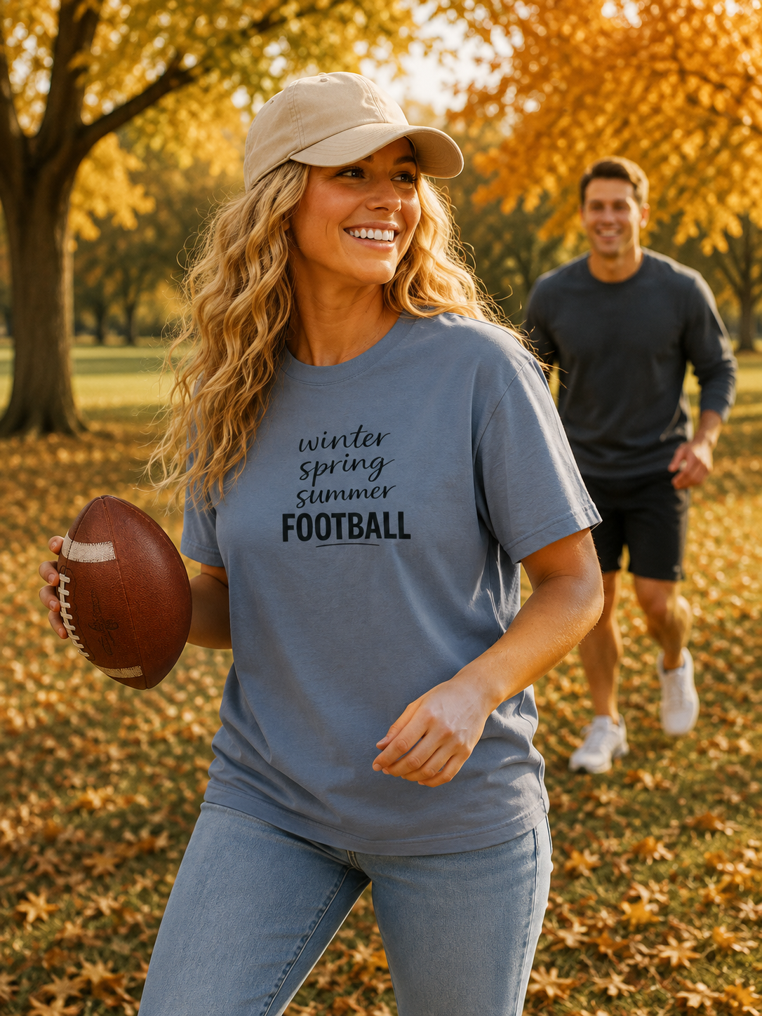 Football Season T-Shirt — "winter spring summer FOOTBALL" Tee